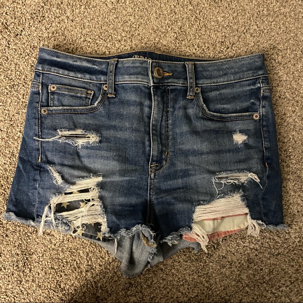 AE high Rise Stretch Denim Shorts